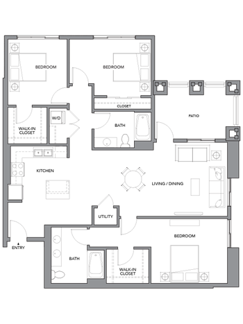 3F w/ Balcony floor plan